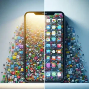 Before and after phone privacy cleanup showing fewer apps and better organization