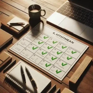Six month freelancing roadmap calendar showing learning portfolio and client stages