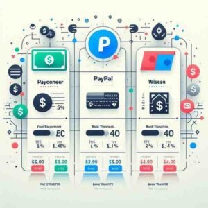 Fee comparison chart showing Payoneer PayPal Wise and Bank Transfer costs for freelancers