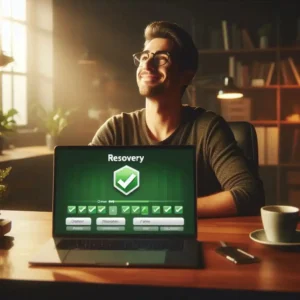  Person relieved after successfully recovering deleted files using recovery software