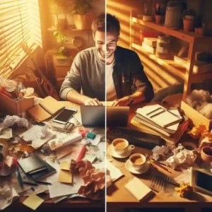 Freelancer before and after using AI showing productivity transformation