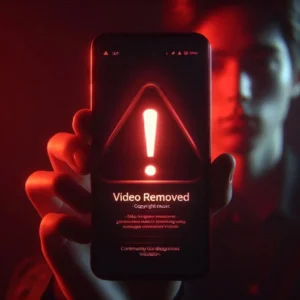 TikTok shadowban warning showing copyright music violation alert on smartphone