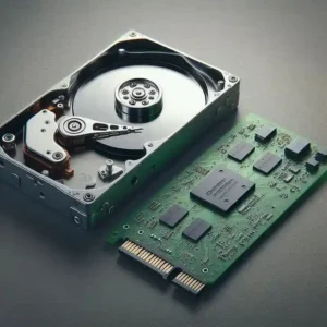 Comparison of old hard disk drive HDD and modern solid state drive SSD