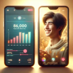 TikTok viral video analytics showing 87000 views and 78 percent watch time