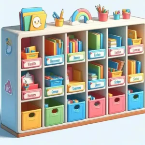 Classroom cubby analogy showing how deleted files remain in storage without name tag