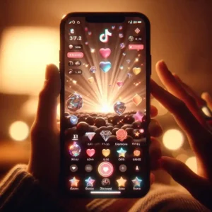 TikTok live stream with gift icons and diamonds being sent by viewers