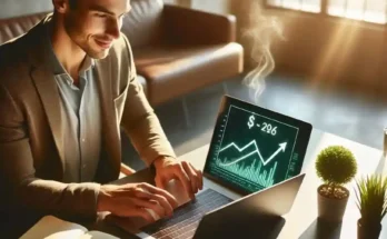 Professional looking at technology trends and money growth on laptop for 2026