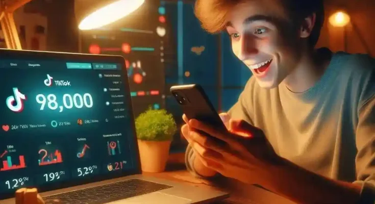 TikTok analytics showing 87000 views and 72 percent watch time on smartphone