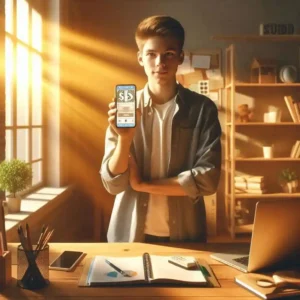 Confident student ready to earn money on TikTok Shop showing dollar signs