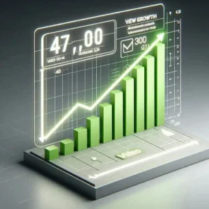 TikTok view growth graph showing increase from 47 to 45000 views after 35 videos