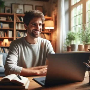 Freelancer on Zoom video call with client first successful meeting