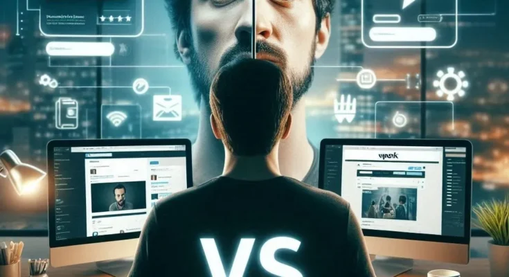 Fiverr vs Upwork comparison for freelancers split screen interface