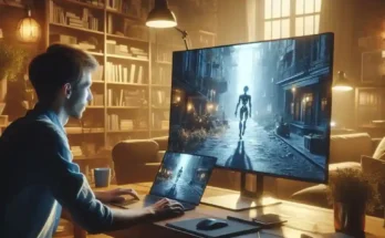 Person making AI generated movie without camera on laptop
