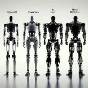 Comparison of humanoid robots Figure 02 Boston Dynamics Atlas 1X Neo and Tesla Optimus