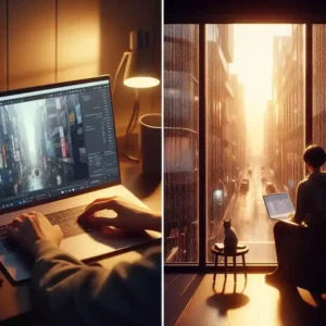 Typing prompt into AI video generator and seeing generated video result